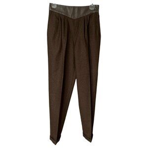 Le Painty Womens Vintage Wool Trousers Size 26X28 Brown Old Money Quiet Luxury